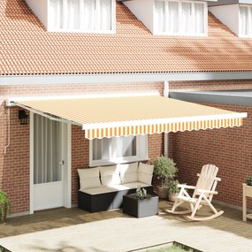 vidaXL Toldo Retrátil Manual Amarelo e Branco 400x300 cm