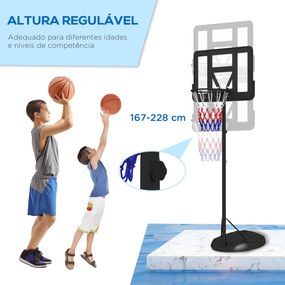 Cesto de Basquetebol com Altura Ajustável 216-277 cm Aro de Basquetebol para Exterior com Rodas e Base Recarregável Preto
