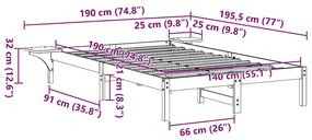 Estrutura de cama com mesas de cabeceira Castanho 140 x 190 cm