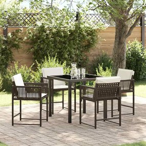 vidaXL Conjunto de Jantar para Jardim 5 pcs Castanho vime PE