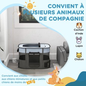 Parque dobrável para cães, gatos e pequenos animais, em tecido Oxford, com espaço de arrumação, 94 x 74 x 60 cm, cinzento e preto