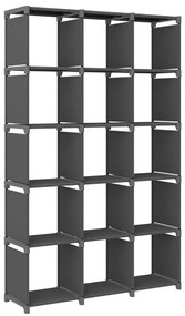 Unidade de prateleiras 15 cubos 103x30x175,5 cm tecido cinzento