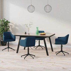 vidaXL Cadeiras de jantar giratórias 4 pcs veludo azul