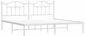 Estrutura de cama com cabeceira 193x203 cm metal branco