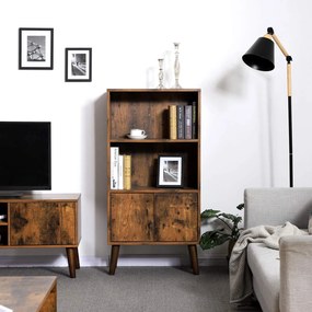 Estante retro com portas 60 x 30 x 120 cm Castanho com aspeto de madeira