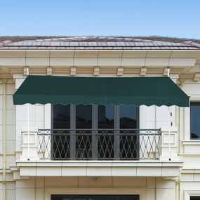 Toldo 350 x 125 cm Exterior telescópico Altura Ajustável 2-3 m com Manivela e Resistente às Intempéries Toldo Manual para Jardim e Varanda Verde