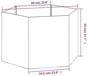 Vaso/floreira 60x60x45 cm aço corten cor enferrujado