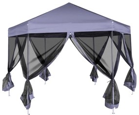 Tenda festas pop-up hexagonal 6 paredes 3,6x3,1m azul escuro