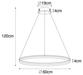 Candeeiro de suspensão design branco 60 cm incl. LED regulável em 3 níveis - Anello Moderno