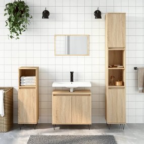 vidaXL 3 pcs conj. móveis casa banho derivados madeira carvalho sonoma