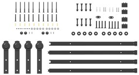 Kit de ferragens para porta deslizante 400 cm aço preto