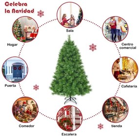 Árvore de natal (não iluminada) com 1,8 m, dobradiças e 586 ramos em PVC verde