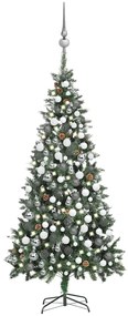 Árvore Natal artificial pré-iluminada c/ bolas e pinhas 210 cm