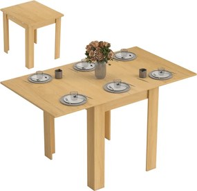 Mesa de Refeição Extensível 70-140x80 cm para 4-6 Pessoas com Puxador de PU para Espaços Pequenos Madeira