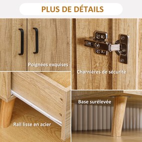 Guarda roupa e arrumação com 2 portas e 2 gavetas, com varão - 80 x 54 x 180 cm cor natural