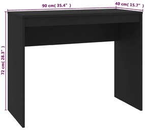 Secretária 90x40x72 cm derivados de madeira preto