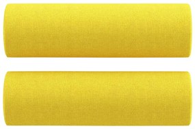 2 pcs conjunto de sofás com almofadas tecido amarelo-claro