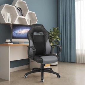 Cadeira gaming ergonómica e ajustável preto-cinzento