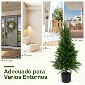 Conjunto de 2 árvores artificiais de cedro de 90 cm, cipreste perene realista em vaso de cimento, para interior, exterior, alpendre, entrada e sala Ve