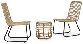 vidaXL 3 pcs conjunto bistrô vime PE cor carvalho