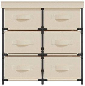 Armário de arrumação com 6 gavetas 55x29x55 cm aço cor creme