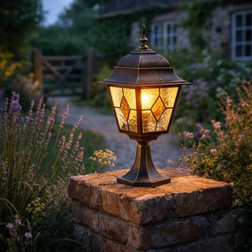 Candeeiro de pé vintage para exterior dourado antigo 45 cm - Antigua