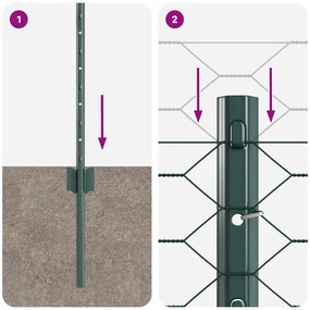 Postes de Cerca vidaXL 11 pcs U-Channel Verde 80 cm Aço
