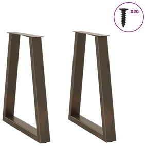 Pés para mesa de jantar em formato de V, 2 peças, aço natural, 60x(72-
