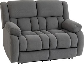 HOMCOM Sofá Reclinável Manual de 2 Lugares Ajuste Separado Revestimento em Veludo Apoio para os Pés Ajustável 145x100x102 cm Cinzento | Aosom Portugal