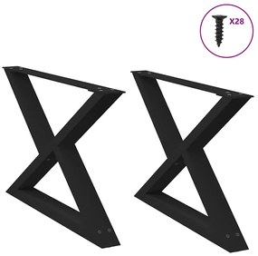 Pés para mesa de centro 2 peças preto 70x(42-43,3) cm aço