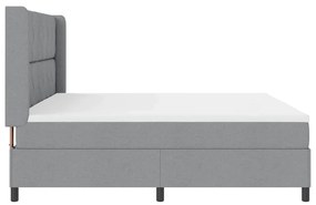 Cama Box com Colchão e Luz LED Cinza Claro 200 x 200 cm