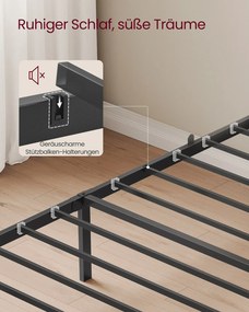 Estrutura de cama 90 x 200 cm (COLCHÂO NÃO INCLUIDO)  com estrado ripas de aço cinza ardósia