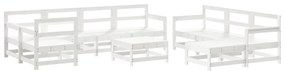 10pcs conjunto lounge jardim c/almofadões madeira maciça branco