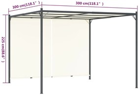 Pérgola com toldo ajustável 3 x 3 m aço branco nata