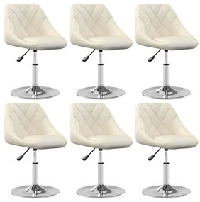 Cadeiras de jantar giratórias 6 pcs veludo cor creme