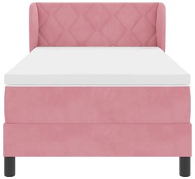 Cama Box Spring vidaXL com Colchão Rosa 90x200 cm Veludo