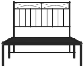 Estrutura de cama com cabeceira 100x190 cm metal preto