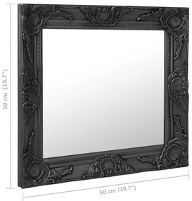 Espelho de parede estilo barroco 50x50 cm preto
