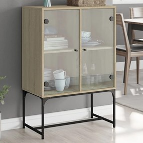 vidaXL Armário de apoio c/ portas vidro 69x37x100 cm carvalho sonoma