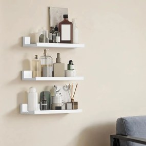 Conjunto de 3 prateleiras de parede 10 x 38 x 5/2 cm em branco
