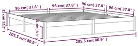 Estrutura de cama 200x200 cm madeira maciça castanho mel