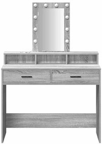 Mesa de Maquilhagem vidaXL com luzes LED Cinzento Sonoma 100x41x140 cm