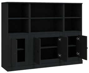 Aparadores altos 3 pcs derivados de madeira preto