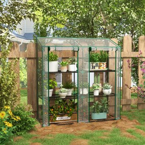 Estufa de Jardim de 3 Níveis Estufa de Terraço para Cultivo de Plantas em Pátio 143x46x141/151 cm Transparente