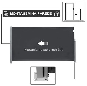 Outsunny Toldo Lateral Retrátil para Terraço Pátio ou Jardim Toldo de