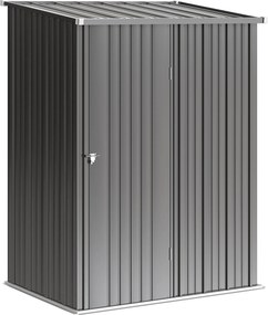 Outsunny Abrigo de Jardim 1,34m² 161,5x94,5x196 cm Abrigo de Exterior de Aço Galvanizado com Porta e Fechadura Preto | Aosom Portugal