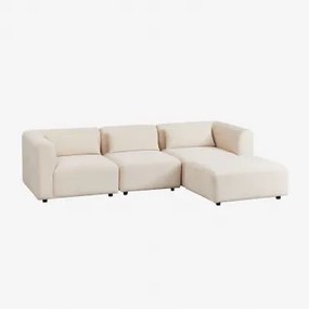 Sofá Modular De 3 Peças Com Puff Fogler Bombazina Bege Linho - Sklum