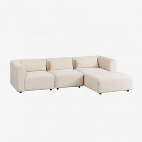 Sofá Modular Fogler De 3 Peças Com Pufe Bombazina Crema Linho - Sklum