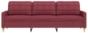 Sofá de 3 lugares tecido 210 cm vermelho tinto