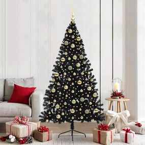 vidaXL Árvore de Natal Artificial Pré-iluminada Preto 210 cm PVC